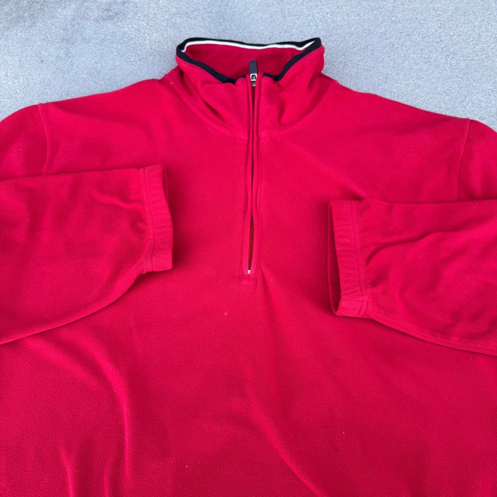 Callaway Golf Men Red Fleece Quarter Zip Pullover Sweatshirt Large